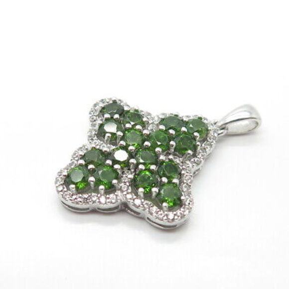 925 Sterling Silver Real White Topaz & Peridot Gemstone Cross Pendant - Picture 5 of 8